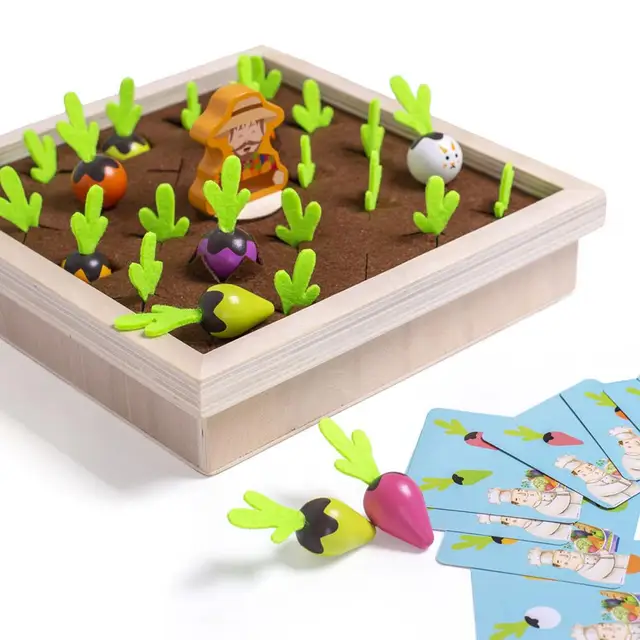 Harvest Carrot Kids Wooden Montessori Toys Block Set Children Size Cognition Shape Matching Carrot Game Early Education Toys 1