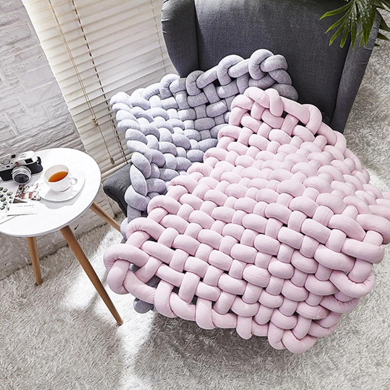 Baby Knot Braid Bumper Blanket Twist Hand-Woven Mat Infant Playing Climbing  Photo Props  Cushion Decoration For Home aag nordic handmade children room decoration toys kids baby rainbow door wall hanging pendant child hand woven photo props