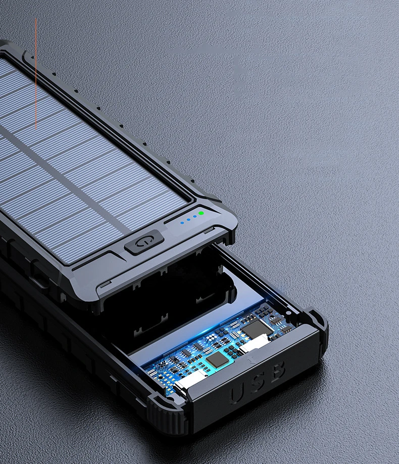 20000mAh Solar Power Bank For iPhone 11 XR Samsung Xiaomi Powerbank Portable Charger Waterproof Solar External Battery Poverbank best portable charger