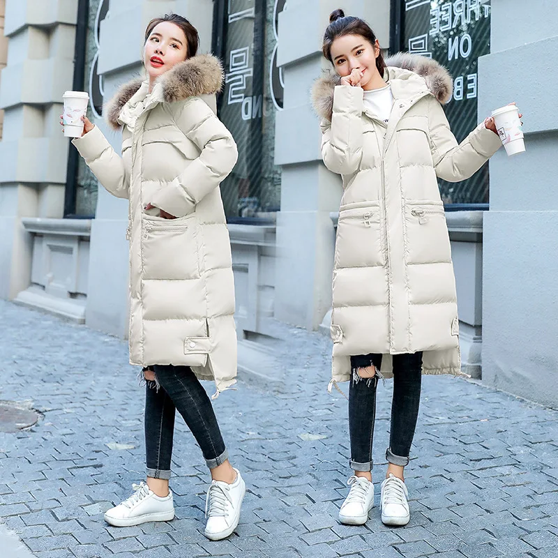 

Cotton-padded Clothes Women's Mid-length 2018 Winter New Style Korean-style Waist Hugging Slimming over-the-Knee down Jacket Cot