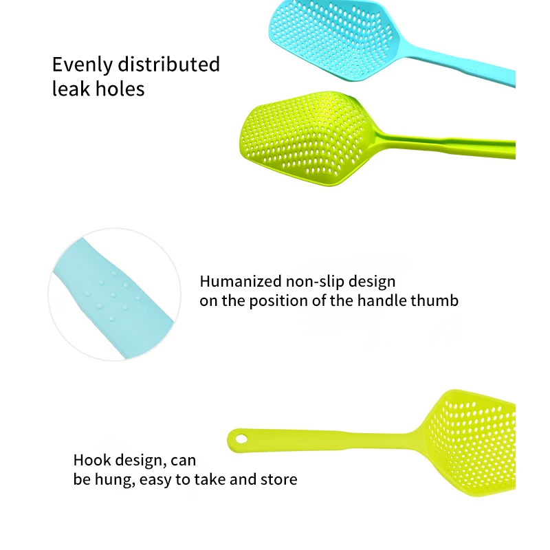 Small Kitchen Utensil Gadget Accessories No-stick Drain Colanders Shovel Strainers Veggies Water Leaking Cooking Tool Supplies