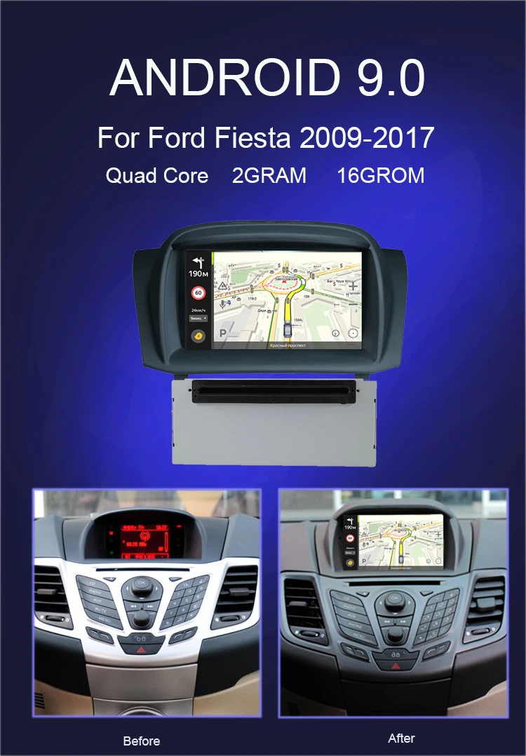 Discount Quad Core Android 9.0 Car DVD player GPS Navigation In-dash Stereo Radio for Ford Fiesta 2008 2009 2010 2012 2013 2014 2015 2016 0