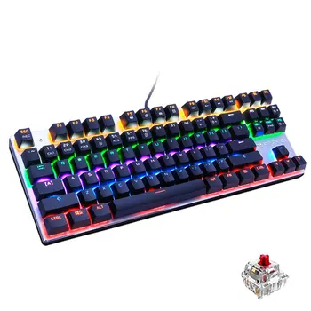 

Mechanical Keyboard 87 keys Switch Gaming Keyboards for Tablet Desktop with LED Adjustable Backlight Russian Sticker