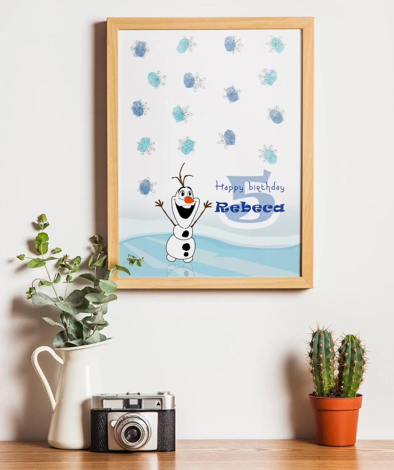 olaf framed Олаф отпечаток пальца снежинки Гостевая книга Альтернатива Замороженные персонажи зимний подарок на день рождения детский душ украшение Гостевая книга - Цвет: olaf framed