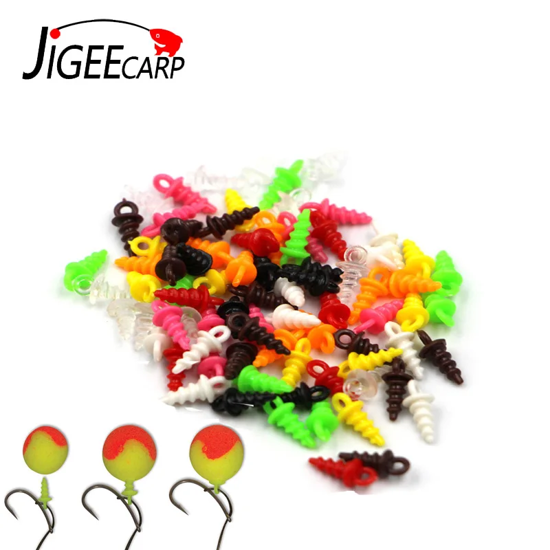 

JIGEECARP 25pcs Carp Fishing Accessories Plastic Boilie Screw Pop Up Fishing Boilie Bait Holder Elements Pop Up Pegs Mix Colors