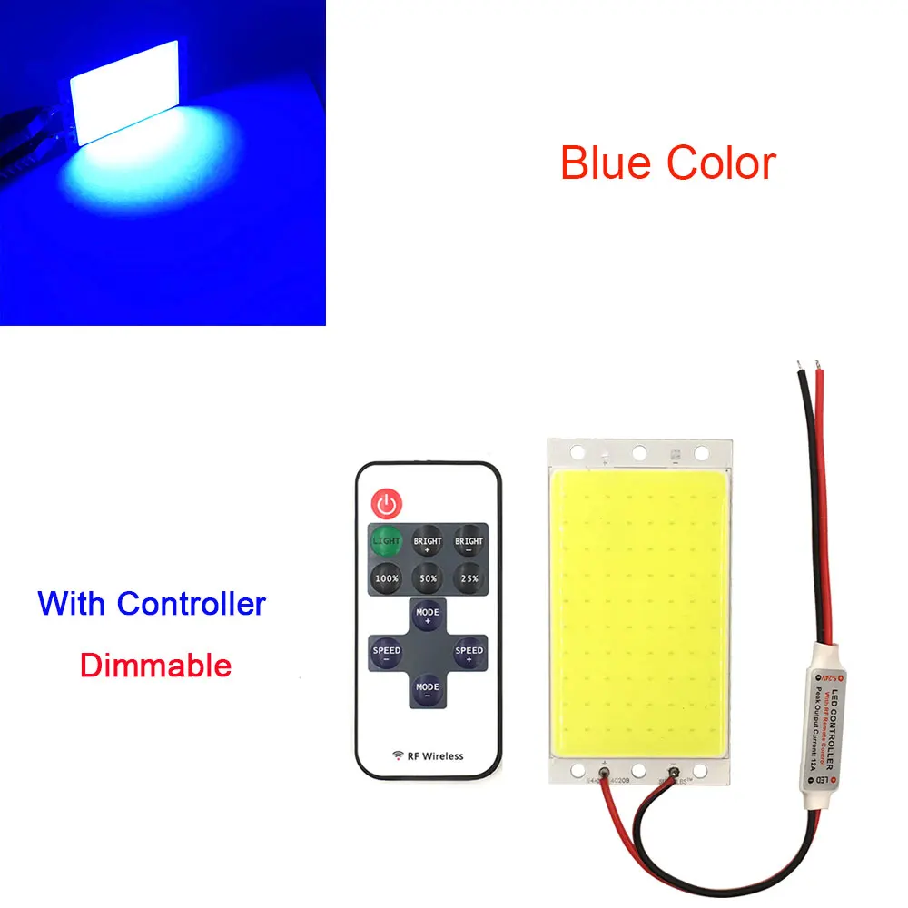 12 В COB светодиодный панельный светильник с регулятором яркости 15 Вт 1500LM теплый натуральный холодный белый DC12V Диммируемый светодиодный светильник для настольного светильника - Испускаемый цвет: COB RC Blue
