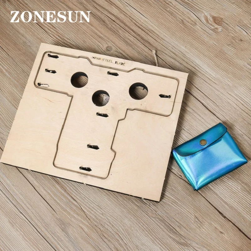 

ZONESUN Customized leather cutting die handicraft tool Double open coin purse pouch punch cutter mold DIY paper wallet cut die