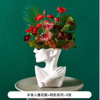 

Creative ceramic vase, European-style human head statue artwork, home office restaurant bar desktop decoration gift