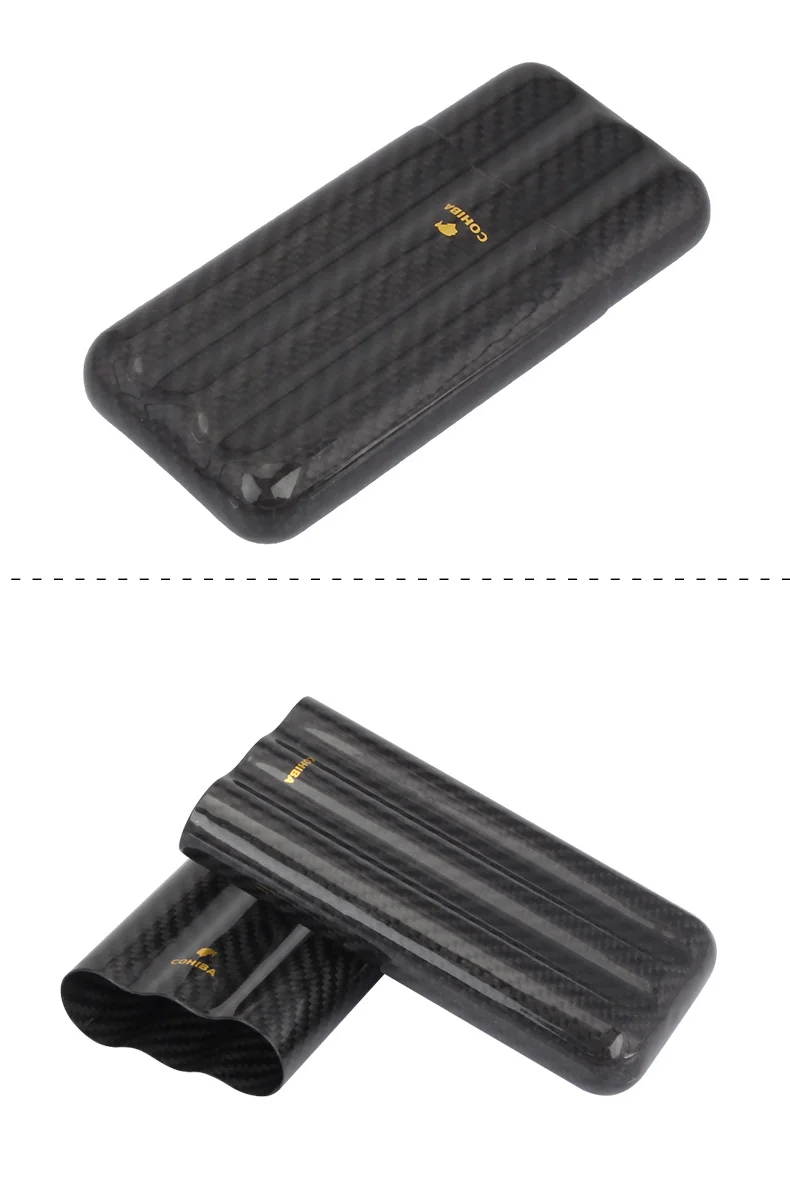 COHIBA портативная сигара чехол из углеродного волокна мини сигары Humidor путешествия для 3 кубинских держатель для сигар принадлежности для