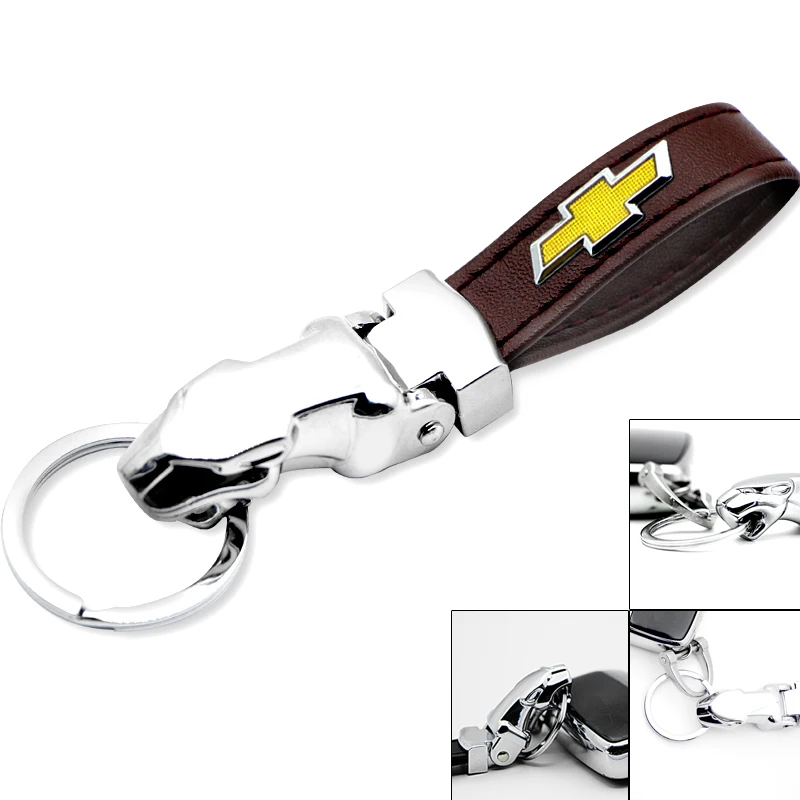 

Car Badge Leather Leopard head Keyring Keychain Key Chain For Chevrolets cruze captiva lacetti aveo niva trax onix accessories