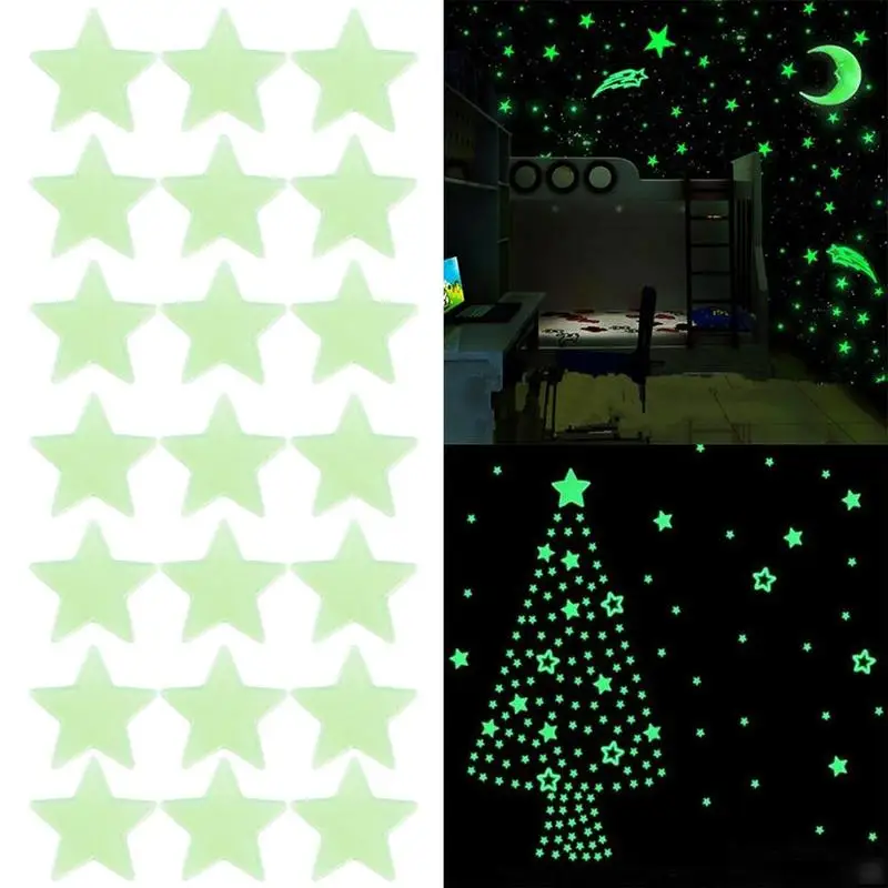 100 шт 3D звезды флуоресцентные светящиеся наклейки Дети Спальня звезды светится в темноте наклейки на стену дети ручной работы светящиеся игрушки