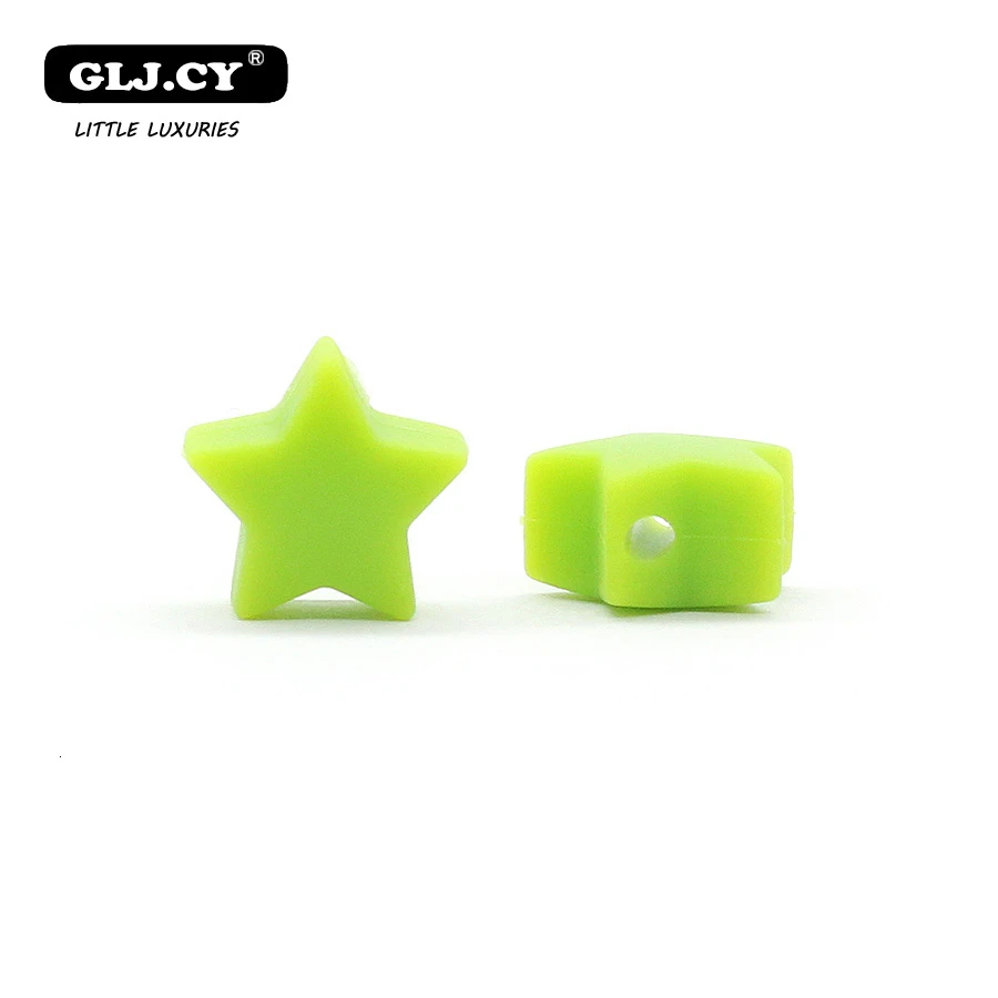 Grass green 40 шт. Силиконовые бусы для прорезывания зубов, Прорезыватель для зубов, аксессуары, пищевой жемчуг, силиконовая звезда, Прорезыватель для зубов, пустышка для зубов - Цвет: Grass green