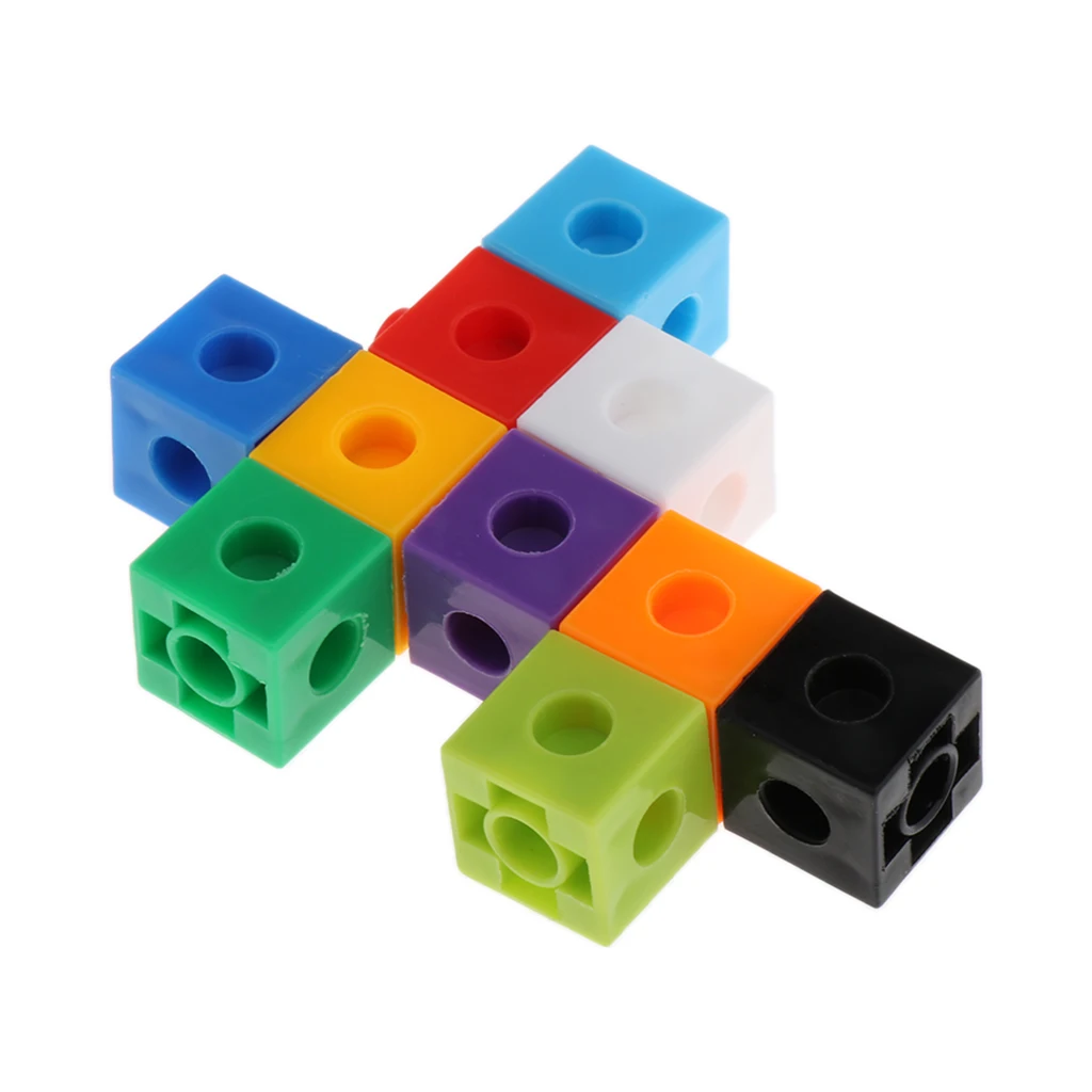 100x Early Education Multilink Counting Cubes Snap Blocks Manipulative Math Kids Connecting Blocks Toys for Construction & Math