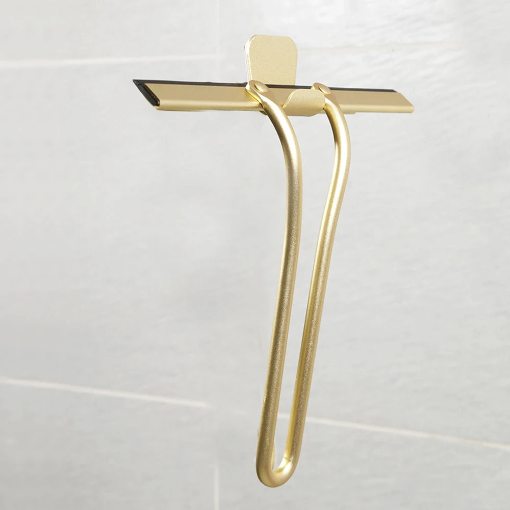Gold Color Window Glass Scraper Aluminum Wiper With Hook Silicone Cleaning Tool For Bathroom Shower Car Household Cleaning Tool