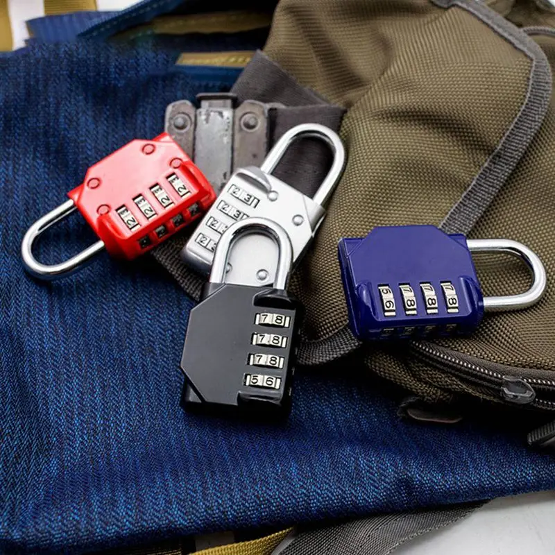 4 Dial Digit Password Combination Padlock Suitcase Luggage Metal Code Lock Big Coded Keyed Anti-Theft Locks