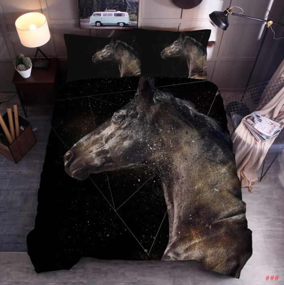 Новинка, 3d одеяло с изображением лошади, наволочка, Комплект постельного белья, 3d цветочный принт, большое домашнее текстильное одеяло, покрывало