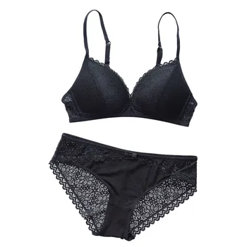 

Women Sexy Floral Lace Bra Set Large Size Women Wireless Push Up Bra Lingerie Set Comfort Adjusted Bra And Panty Set Underwear