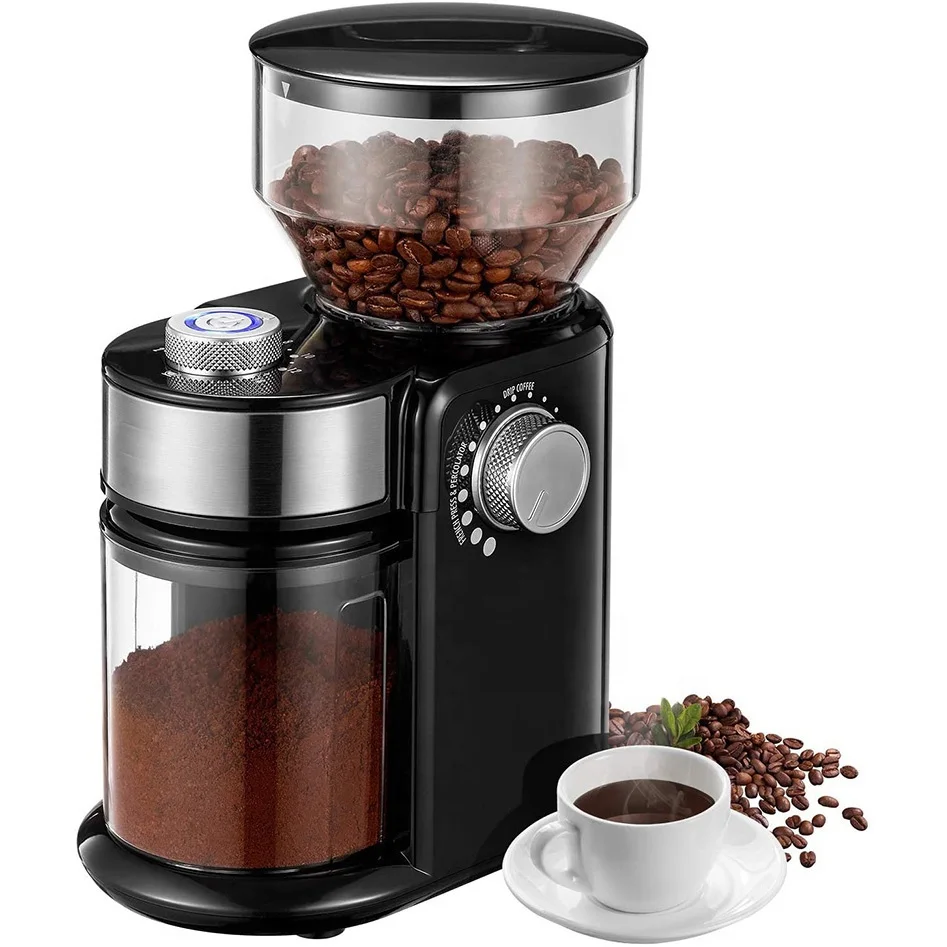 Coffee Machine Electric Burr Coffee Grinder with 18 Grind Settings, Drip Coffee, French Press and Percolator Coffee, 220V KF06