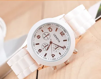 

Casual Watch Geneva Unisex Quartz watch 14color men women Analog wristwatches Sports Watches Rose Gold Silicone watches Dropship