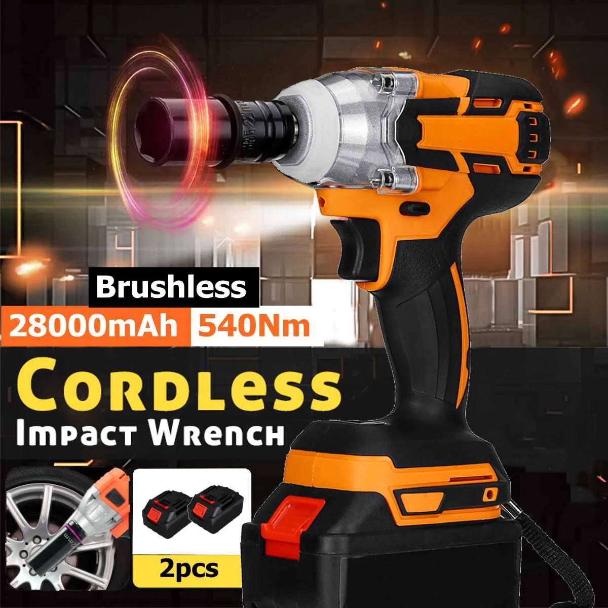 

Brushless Electric Wrench Impact Wrench Socket Wrench 21V 28000mAh Li Battery Hand Drill Installation Power Tools