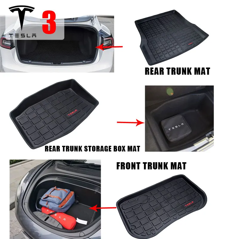 TPE Tesla модель 3 коврики комплект любую погоду нескользящий сверхмощный резиновый коврик для водителя, пассажира и заднего сиденья - Название цвета: full trunk mats