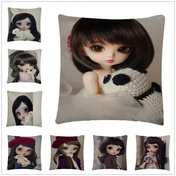 

Cute Poison Girl Dolls pattern Linen Cushion Cover Pillow Case for Home Sofa Car Decor Pillowcase45X45cm