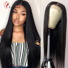 4x4 кружева закрытие парик перуанский прямые парики кружева закрытие парик человеческих волос парики для чернокожих 150 плотность Красота Lumina