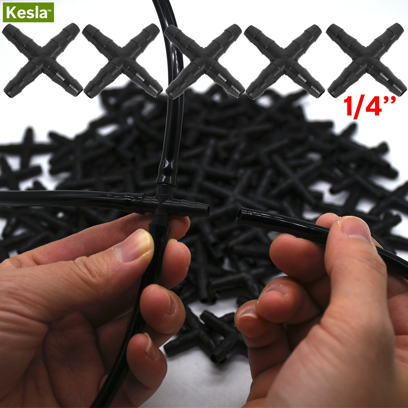 KESLA 200 шт. 1/4 ''Barb крест колючей разъем для 4 мм микро-трубки для 4/7 мм ПВХ шланг садовый шланг для полива, совместных адаптер
