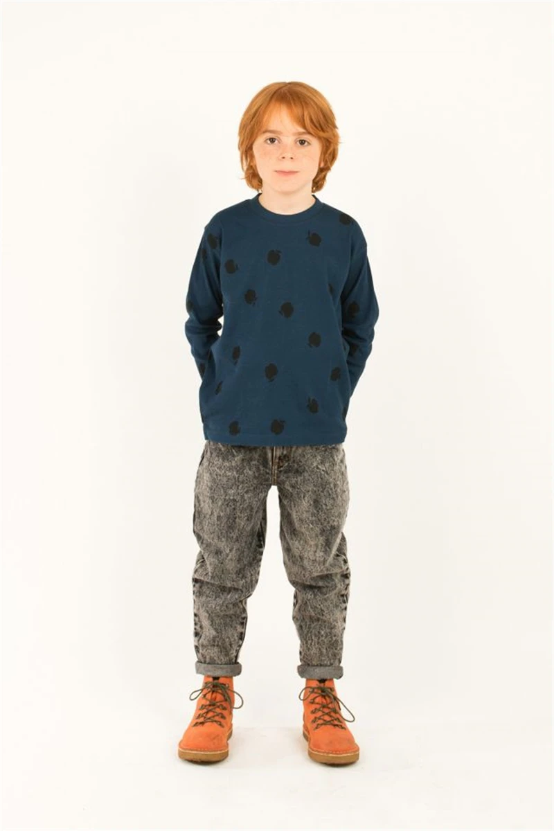 Toddler Girls Boys Fall Clothes Tops Kids Brand Long Sleeve Tee Shirt Baby Apple shell Print Tops Children Lucky Letter