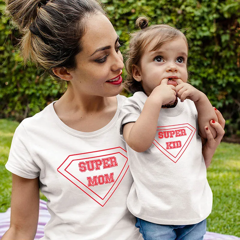 Футболка Super Mom подходящие Семейные рубашки для мамы и ребенка рубашка подарок