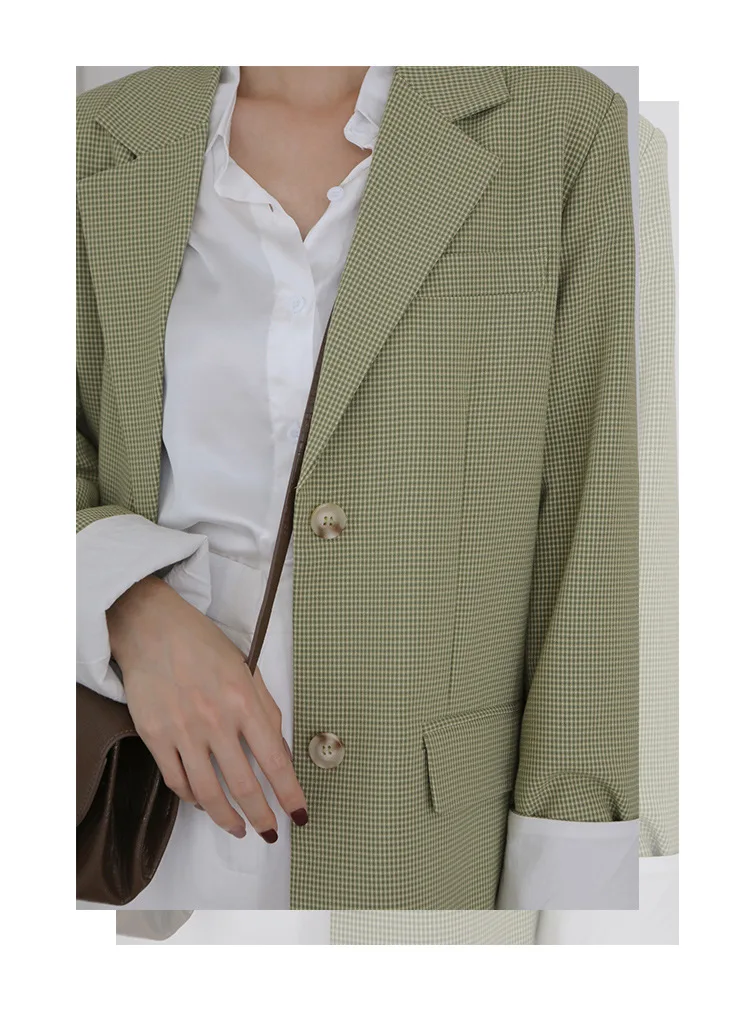 Korean-style Autumn& Winter New Style Simple Retro Straight-Cut Small Plaid after Belt Long Sleeve Casual Suit Women's X17