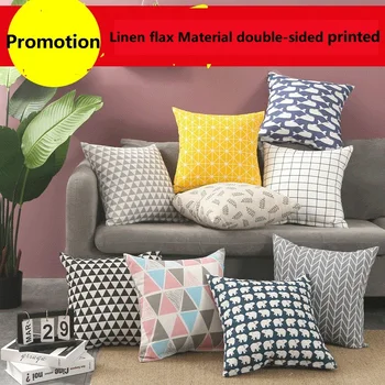 

flax Linen Pillow Cushion Cover 40*40/45*45/50*50/55*55cm Cheaper Geometry Double-sided Print Pillowcase Home Decorative Pillows