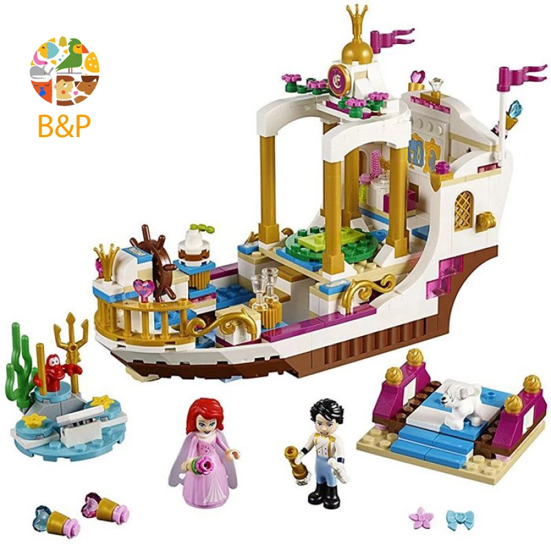 

41153 princess Series 425pcs Ariel Royal Celebration Boat s Brick Toys Children Compatible FriendsBuilding Block Gift