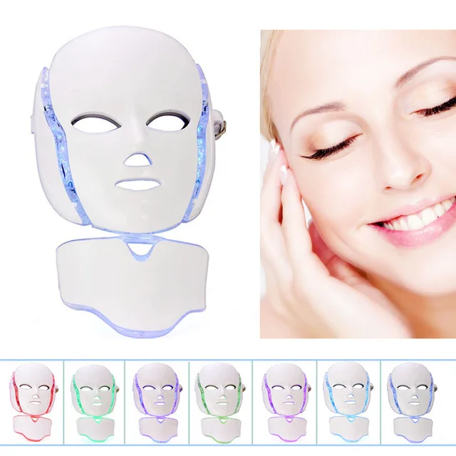 Светодиодный косметическая маска для лица и шеи анти удаление морщин, акне омоложения кожи Электрический косметический аппарат для лица