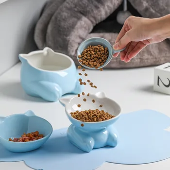 

New Ceramic Pets Bowls Cartoon Cat Bowl Dog Food Water Bowl Protect The Spine Pet Feeder Pet Supplies
