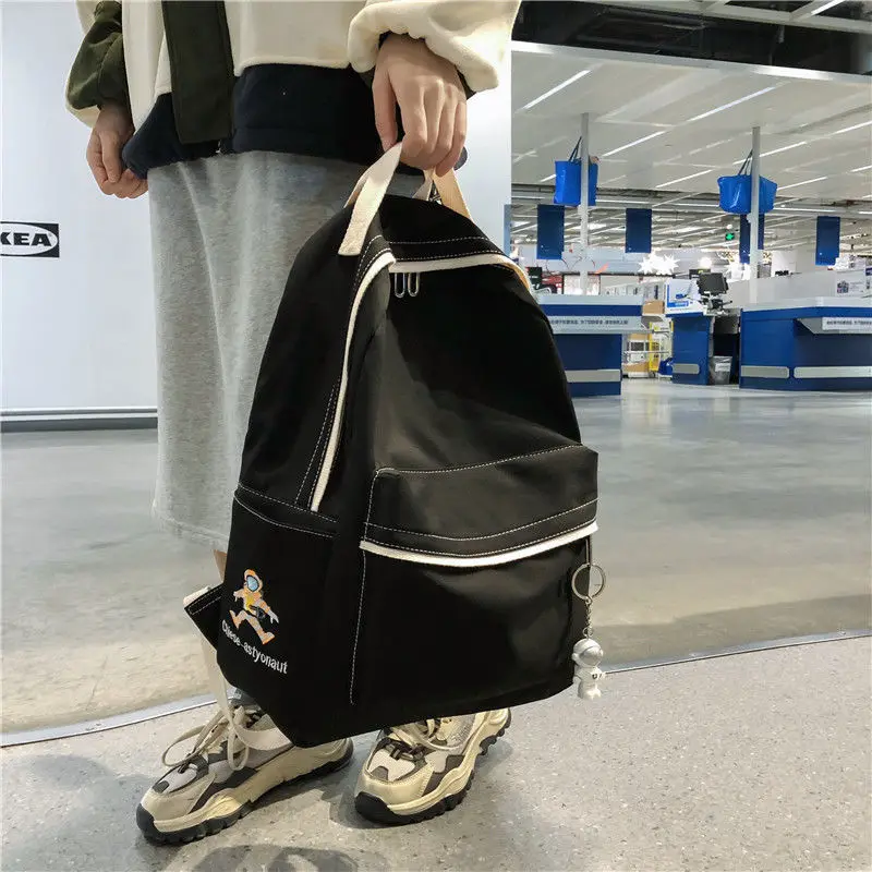 

Junior High School Bags for Teenage Girls Backpack Women Bag School Nylon Solid Black Student Bookbags Female Schoobag Teen