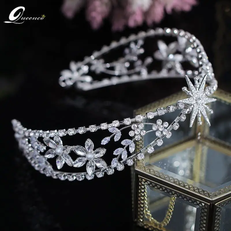 

Star Hair Accessories Bride Crown Princess Headdress Wedding Fashion Jewelry Woman Tiara Bridal Acessorios Rhinestone Headband