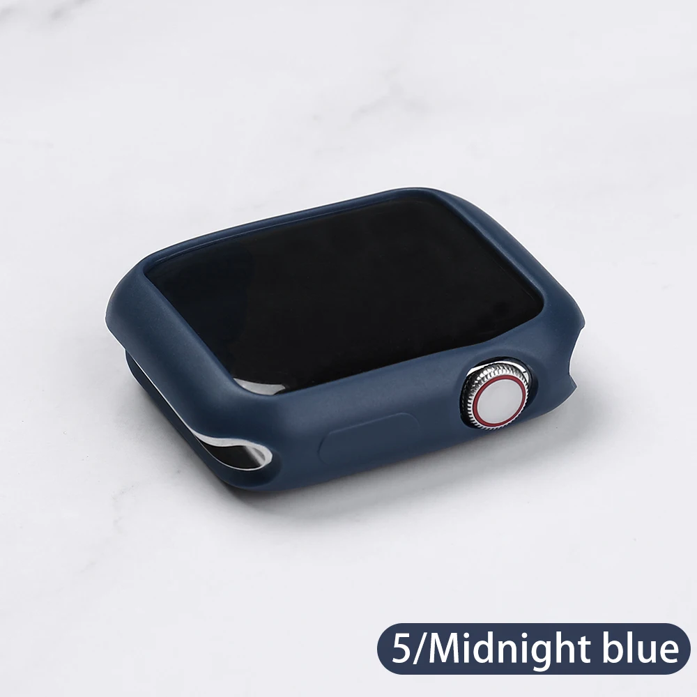 TPU чехол Apple для серии 5 4 44 мм 40 мм iWatch series 321 38 мм 42 мм силикагель цветной защитный чехол подходит для ультратонкого ободка - Цвет: Midnight blue