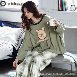 The New Pajamas Web Celebrity Leisurewear Two-piece Suit Women Long Sleeve in The Fall and Winter of Cartoon Sleeve Length(cm)