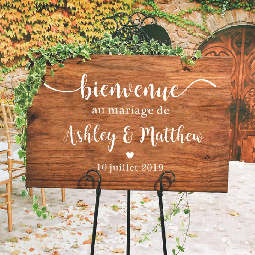 

Personalized Span Wedding Wall Stickers Wedding Welcome Stickers Board Sign Wall Decal Romantic French Mariage Decoration Poster