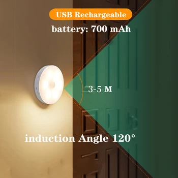 

USB rechargeable PIR Motion Sensor Cabinet Lights for Kitchen Bedroom Stair 700mah Smart Cabinet Closet Light Work LED NightLamp