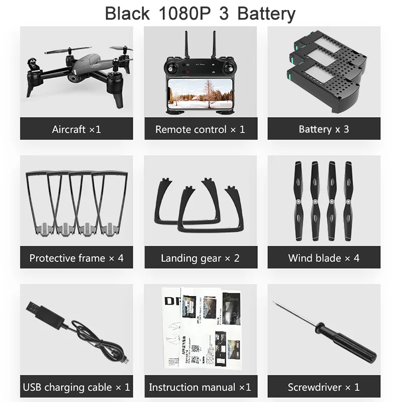 Black 1080P 3B SG106 Дрон на ру e оптический поток 4K 1080P HD Двойная камера в режиме реального времени WiFi FPV аэрофотосъемка Дрон на ру Квадрокоптер позиционирование самолета RTF - Цвет: Black 1080P 3B