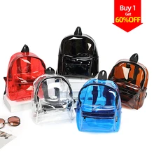 Прозрачный ПВХ женский рюкзак карамельного цвета на молнии водонепроницаемый женский рюкзак прозрачный пластик повседневная школьная сумка для покупок пляж