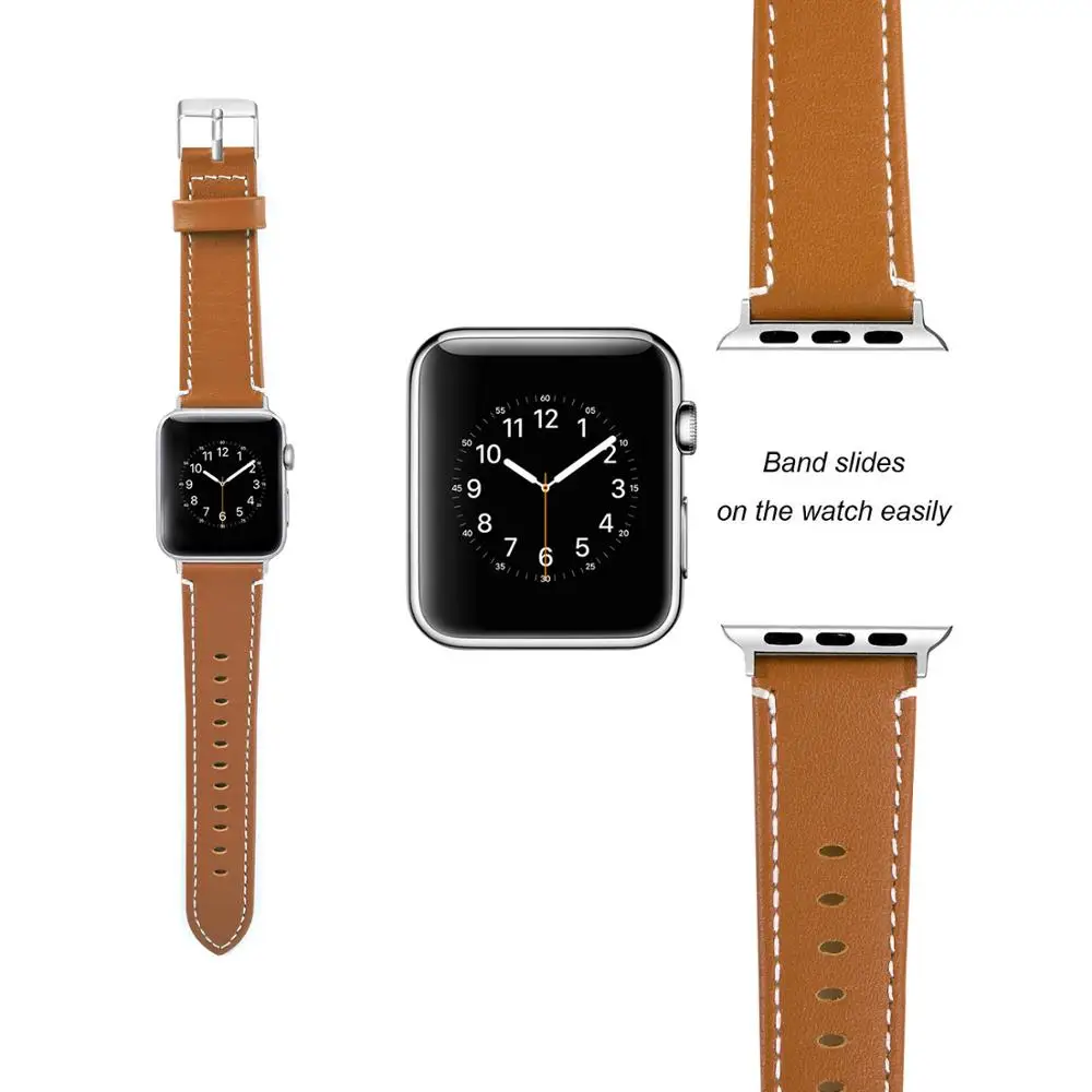 Joyozy ремешок из натуральной кожи для часов Apple Watch Band кожаный браслет iwatch серии для часов Apple Watch 5/4/3/2/1 - Цвет ремешка: Brown