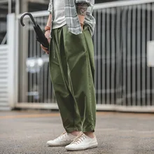 Maden мужские хлопковые штаны-шаровары в стиле ретро армейского зеленого цвета осенние свободные одноцветные брюки с несколькими карманами мужские