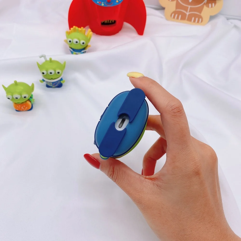 3D мультфильм милый Инопланетянин маленькие зеленые мужские наушники Мягкий силиконовый чехол для AirPods 1 2 Bluetooth гарнитура Защитная крышка с крючком