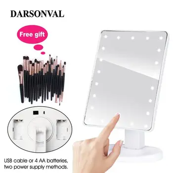 LED Professional Lighted Mirror With Light for makeup Adjustable Light 16/22 Touch Screen Table make-up led mirror Eyelash Brush 1
