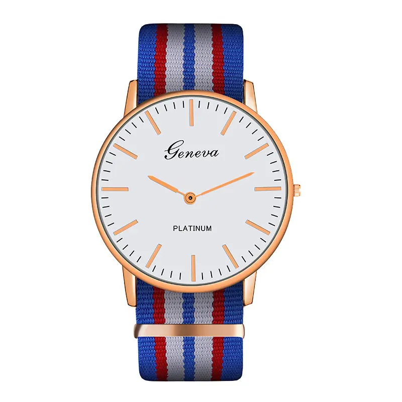 Top Luxury Brand Stripe Nylon Band Watch Men Quartz Wristwatch Casual Lady Woman Watch Montre Femme Reloj Mujer Horloges