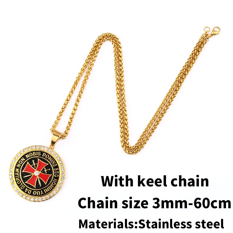 gold keel chain Стальной солдат Европа рыцарь кулон ожерелье хип хоп Тамплиер цепь из нержавеющей стали символ ювелирные изделия - Окраска металла: gold keel chain