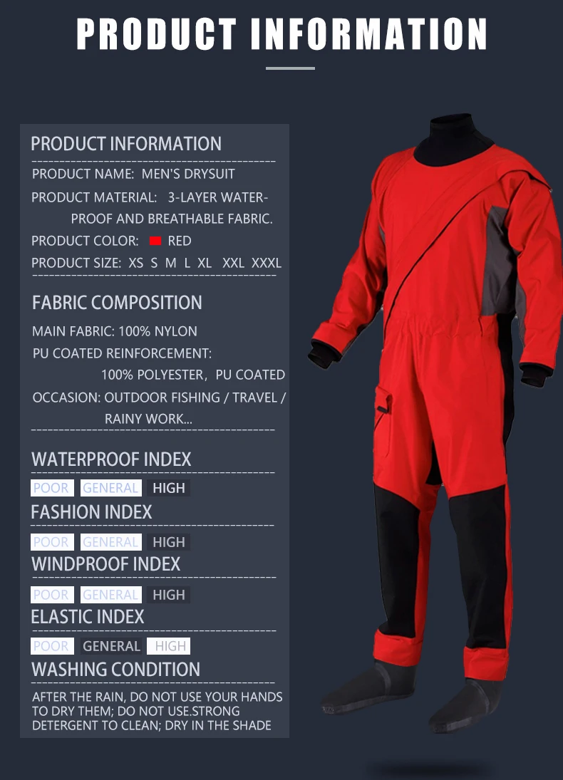 Мужская водонепроницаемая одежда сухой костюм водонепроницаемый дышащий цельный костюм Drysuit для кайкинга парусного спорта рыбалки катания на лодках ATV Mud Sport